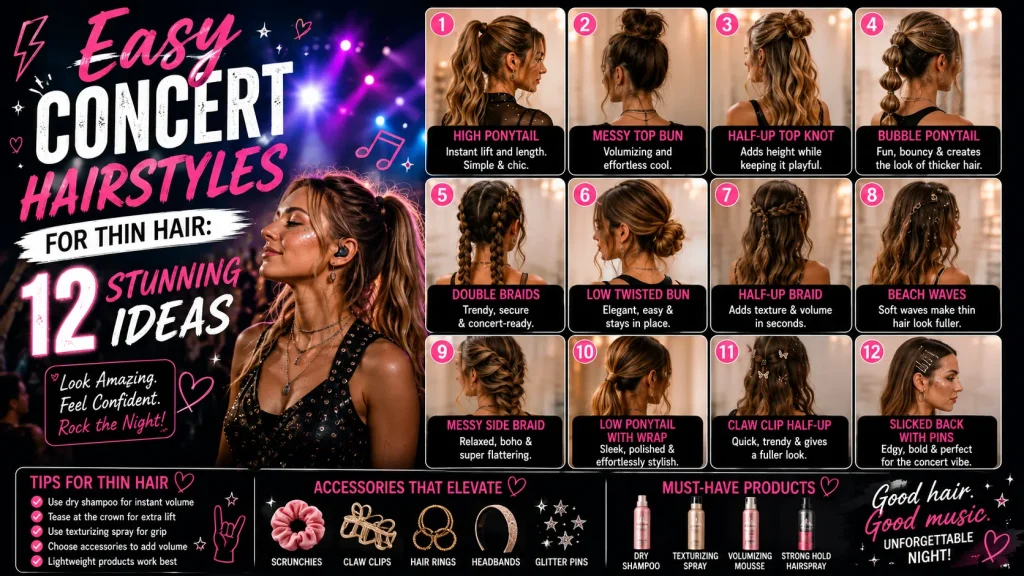 Easy Concert Hairstyles for Thin Hair: 12 Stunning Ideas