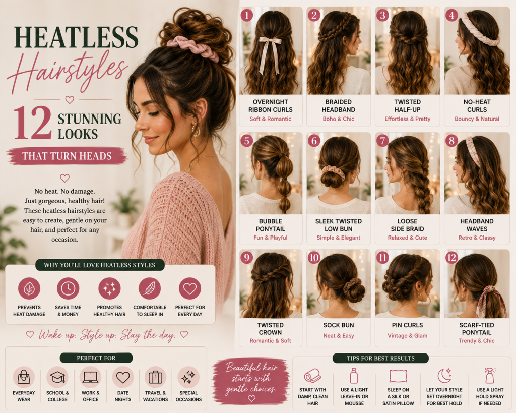 Heatless Hairstyles: 12 Stunning Looks That Turn Heads