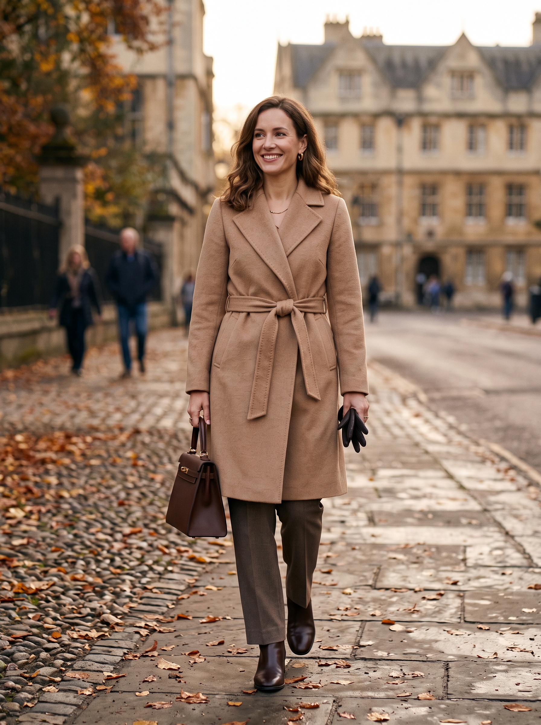 Belted Coat With Straight Trousers