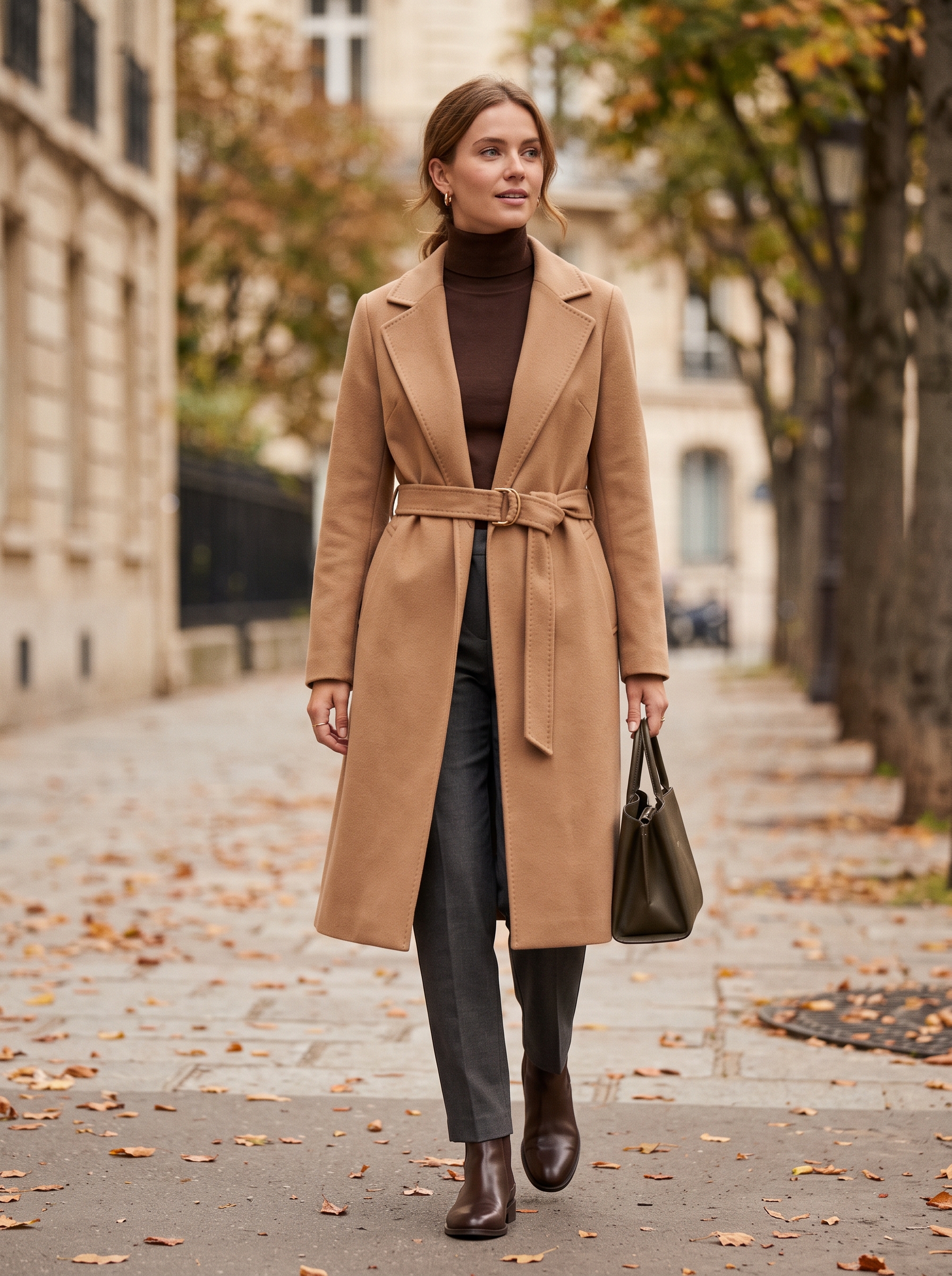 Belted Coat With a Soft Knit Base