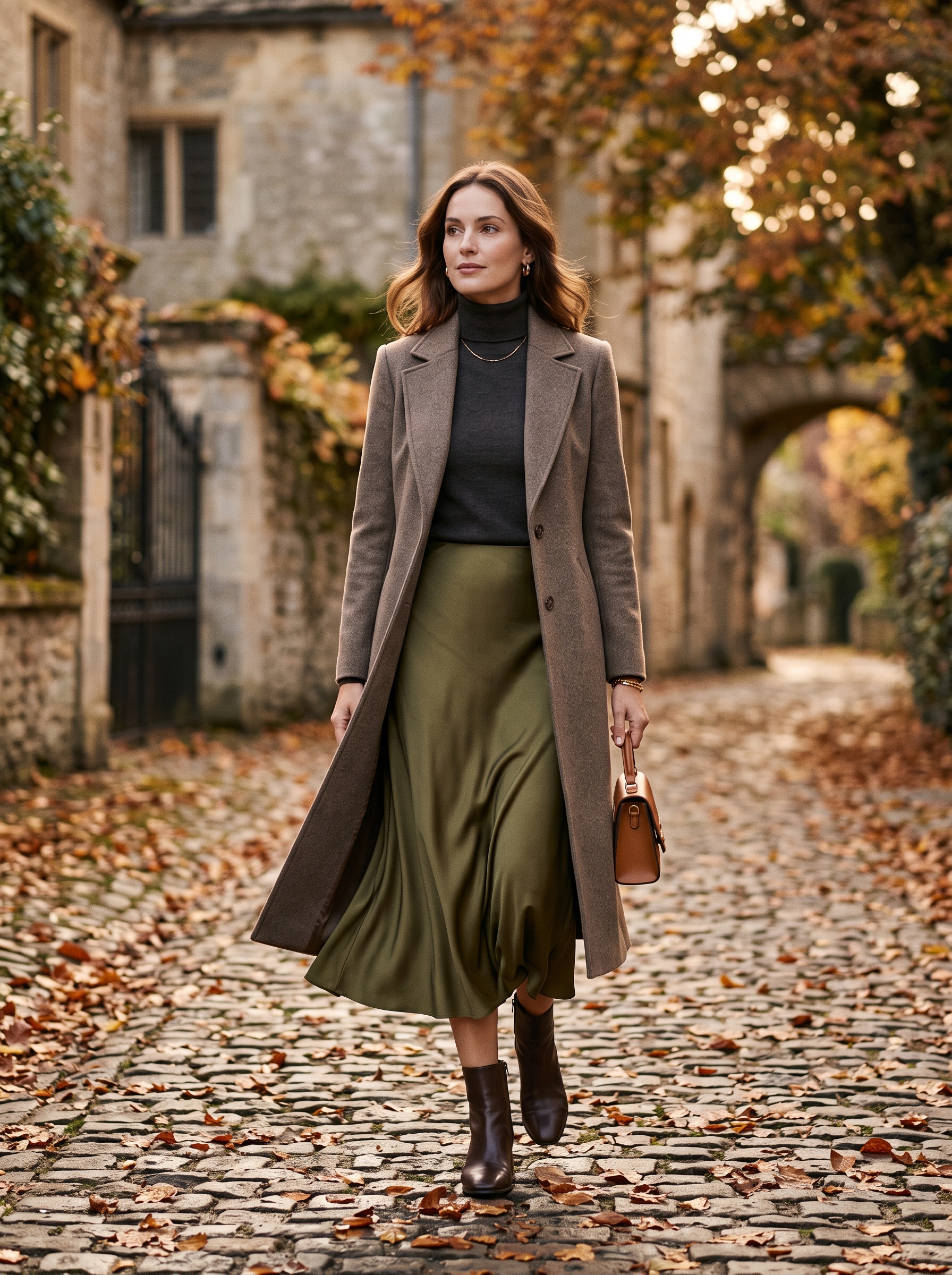 Bias-Cut Skirt With a Longline Coat