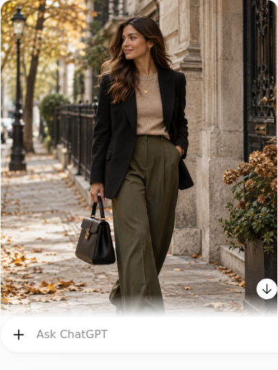 Black Blazer With Olive Wide-Leg Trousers