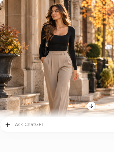 Black Bodysuit With Wide-Leg Trousers
