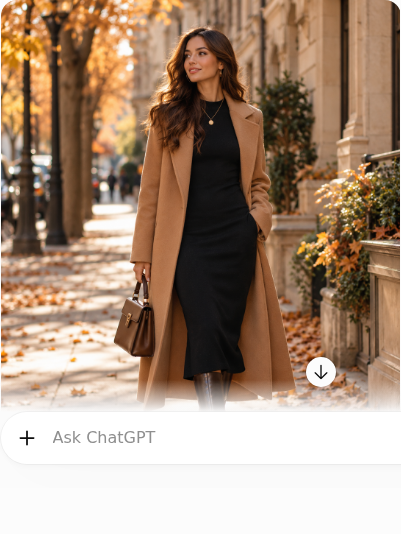 Black Midi Dress With a Camel Coat