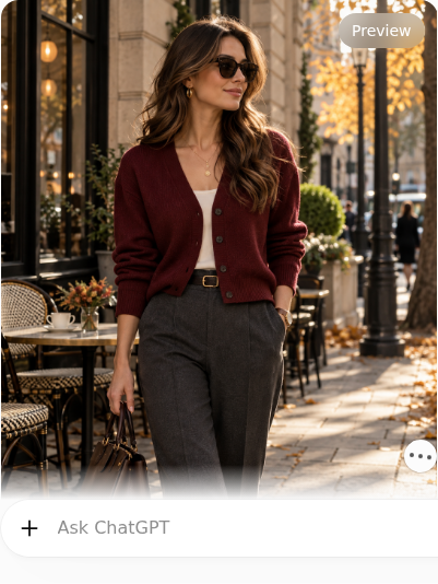 Burgundy Cardigan With Charcoal Trousers