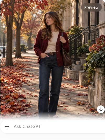 Burgundy Cardigan With Dark Denim
