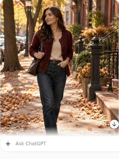Burgundy Cardigan With Dark-Wash Jeans