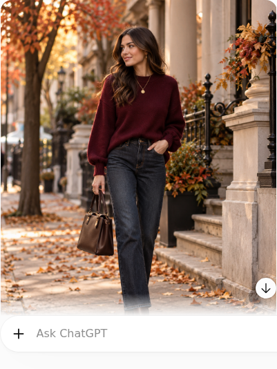 Burgundy Sweater With Dark-Wash Jeans