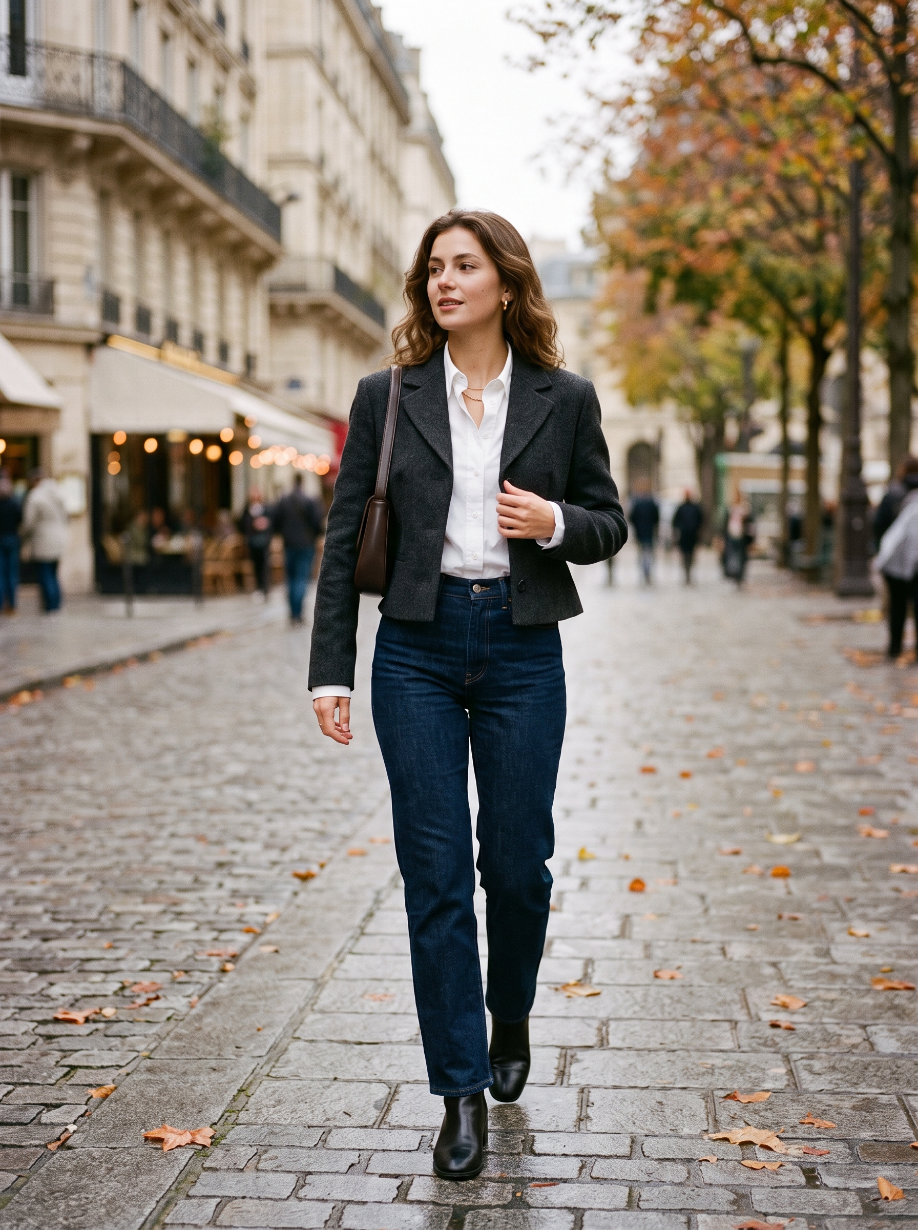 Button-Down Shirt With Cropped Jacket