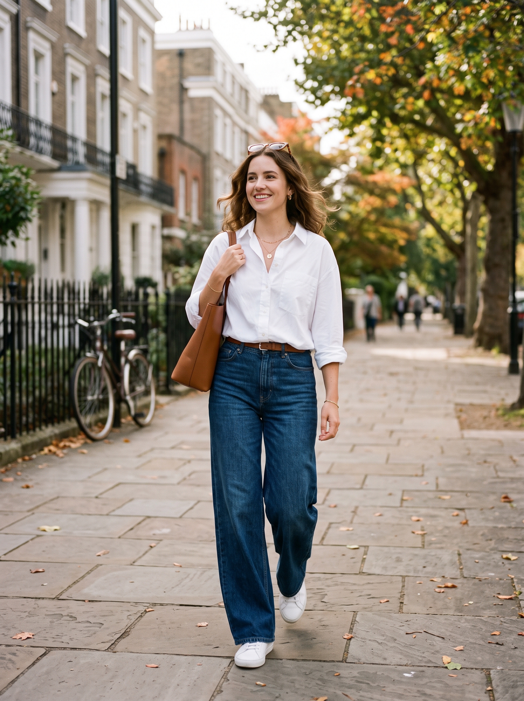 Button-Down Shirt With Wide-Leg Jeans