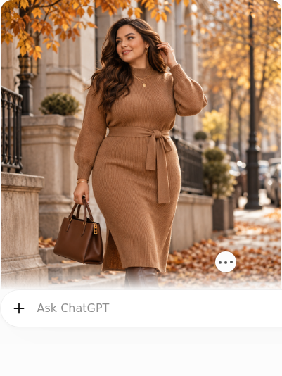 Camel Belted Sweater Dress