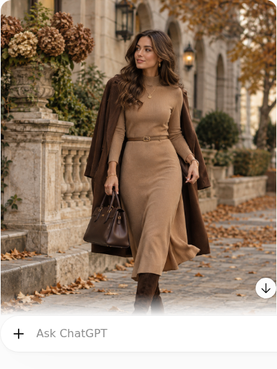 Camel Midi Dress With Chocolate Boots