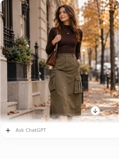 Cargo Midi Skirt With a Fitted Long-Sleeve Top