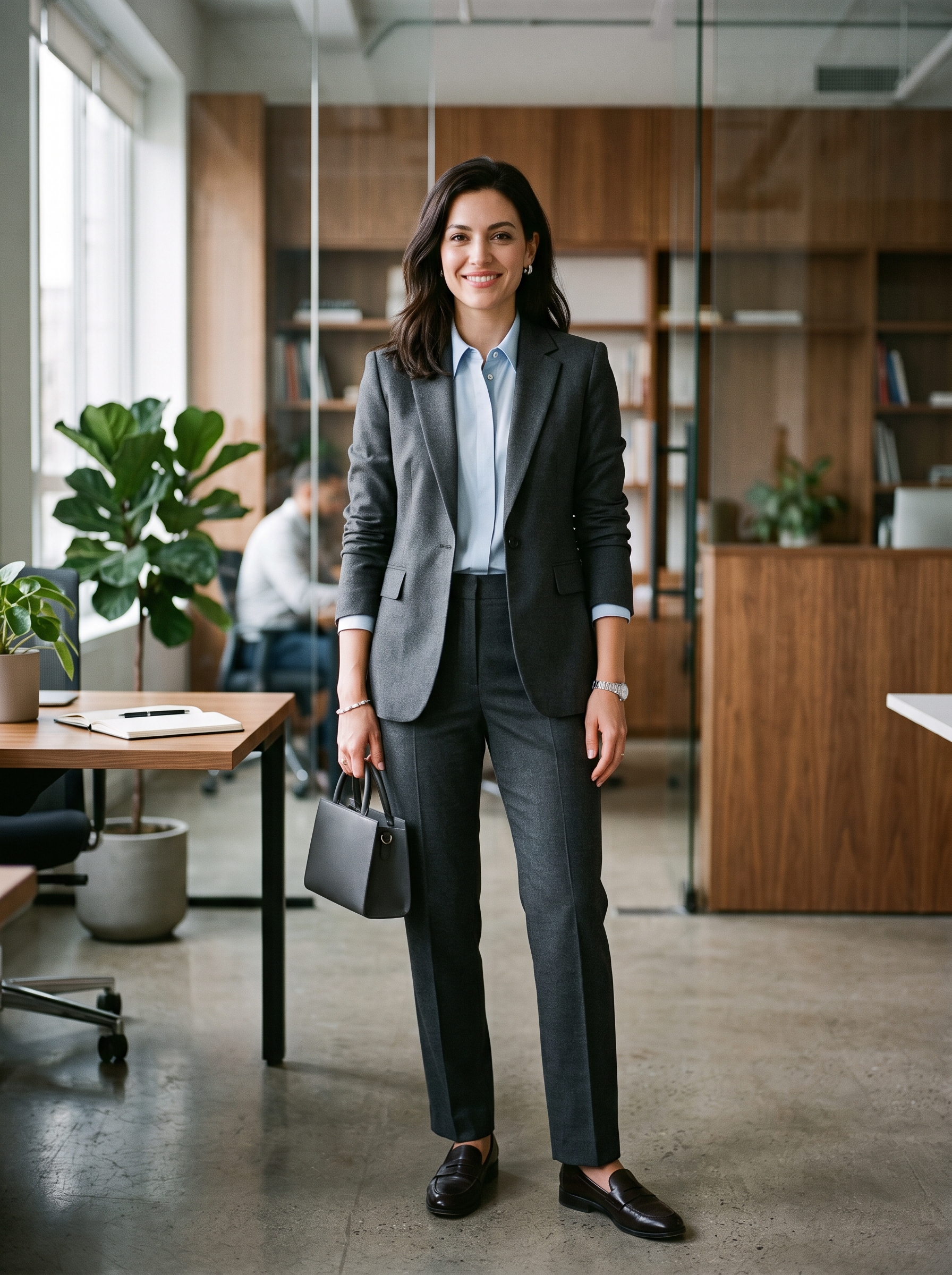Charcoal Suit With Soft Blue Shirt