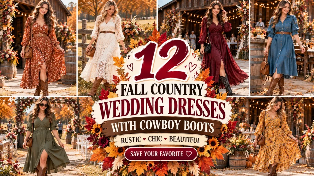 12 Stunning Fall Country Wedding Guest Dresses With Cowboy Boots