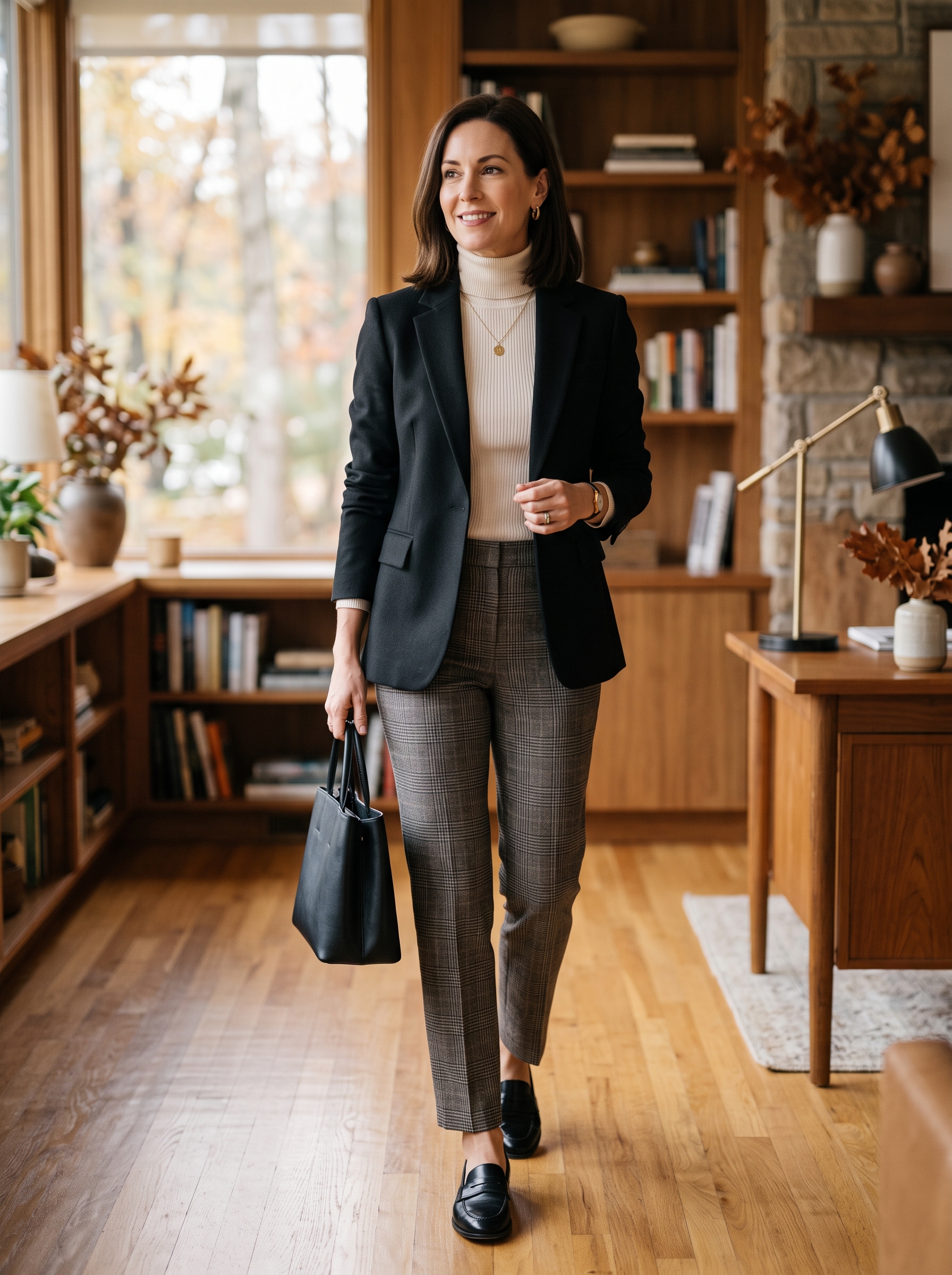 Checked Trousers With Black Blazer