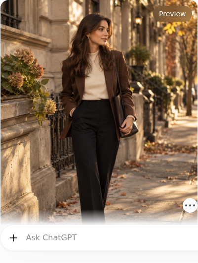 Chocolate Blazer With Black Straight-Leg Trousers