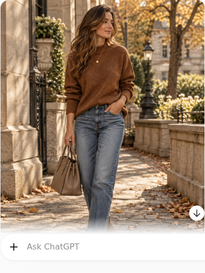 Cinnamon Sweater With Muted Blue Jeans