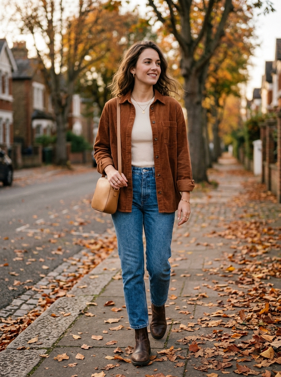 Corduroy Overshirt With Straight Jeans