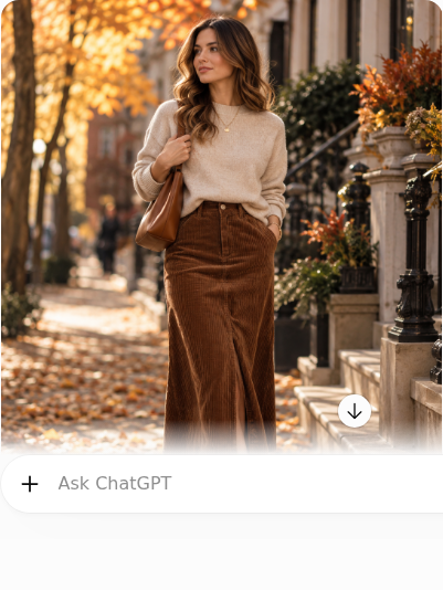 Corduroy Skirt With a Soft Crewneck Sweater