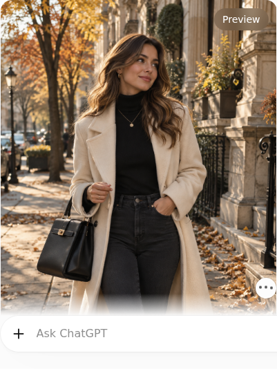 Cream Coat With a Black Turtleneck and Jeans