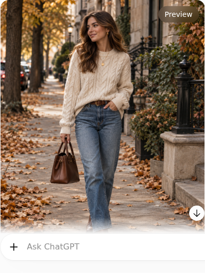 Cream Knit Sweater With Straight-Leg Jeans