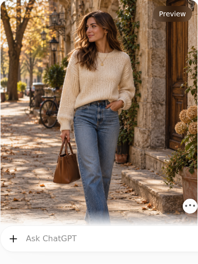 Cream Knit Sweater With Straight-Leg Jeans