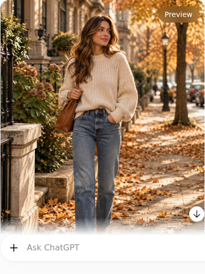Cream Sweater With Straight-Leg Jeans