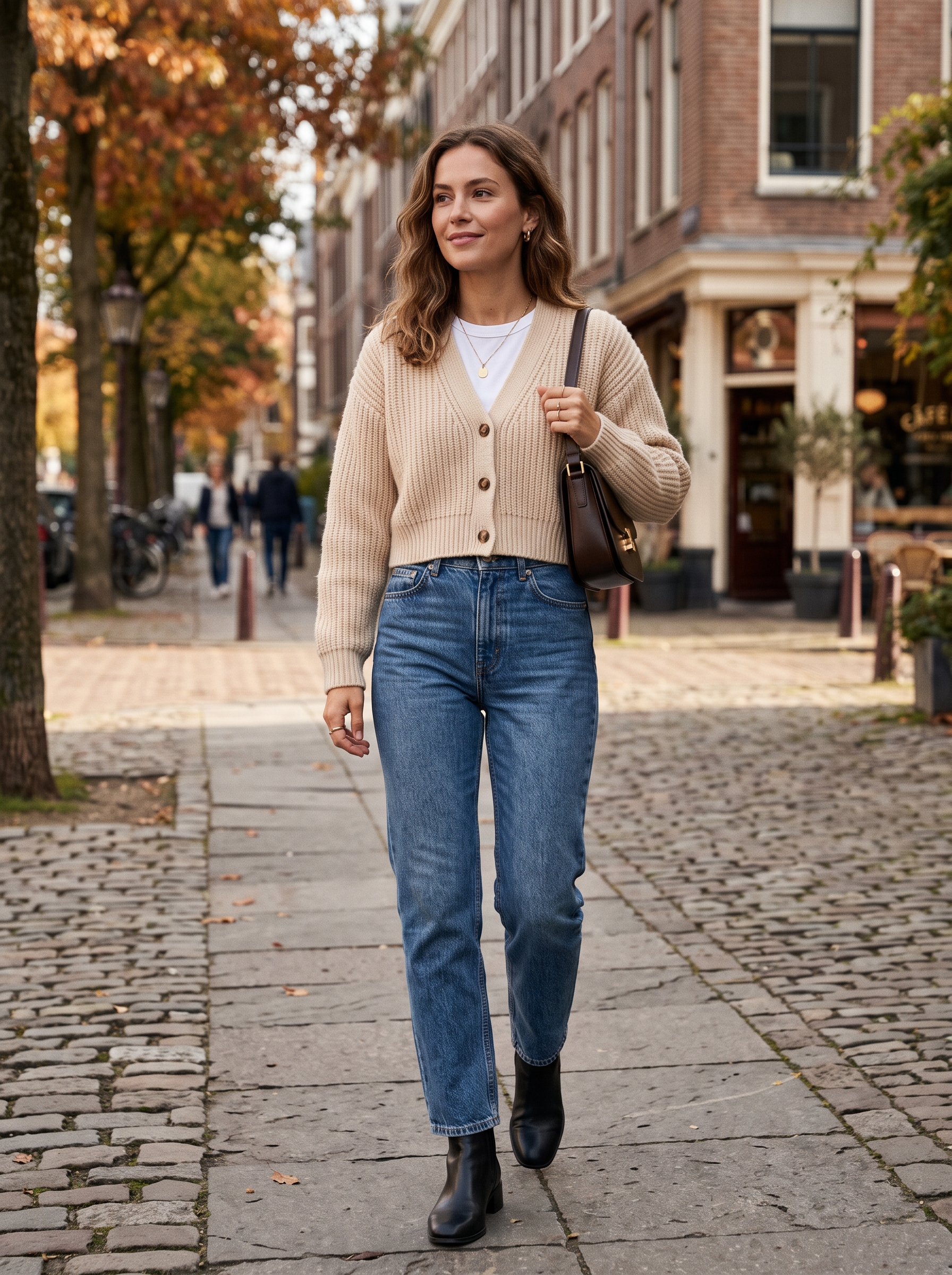 Cropped Cardigan With High-Waisted Jeans