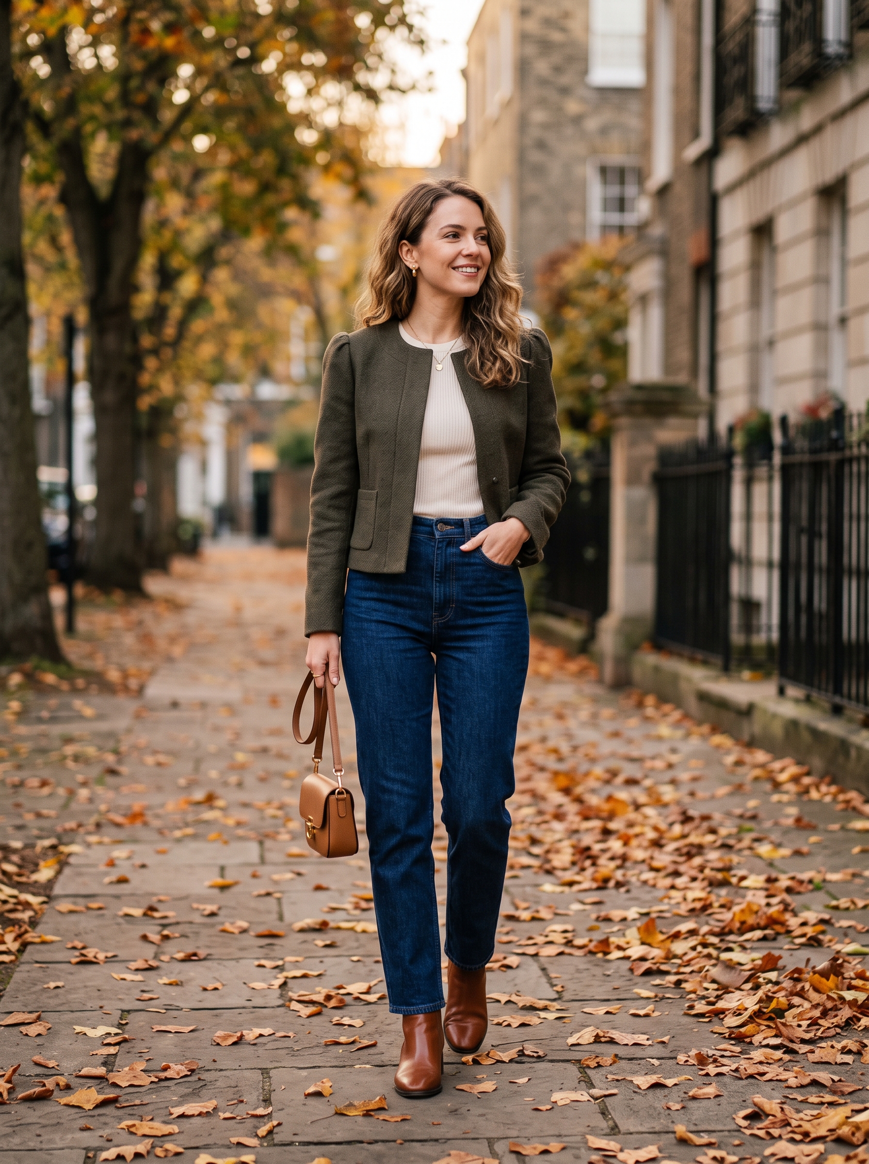 Cropped Jacket With High-Waisted Jeans