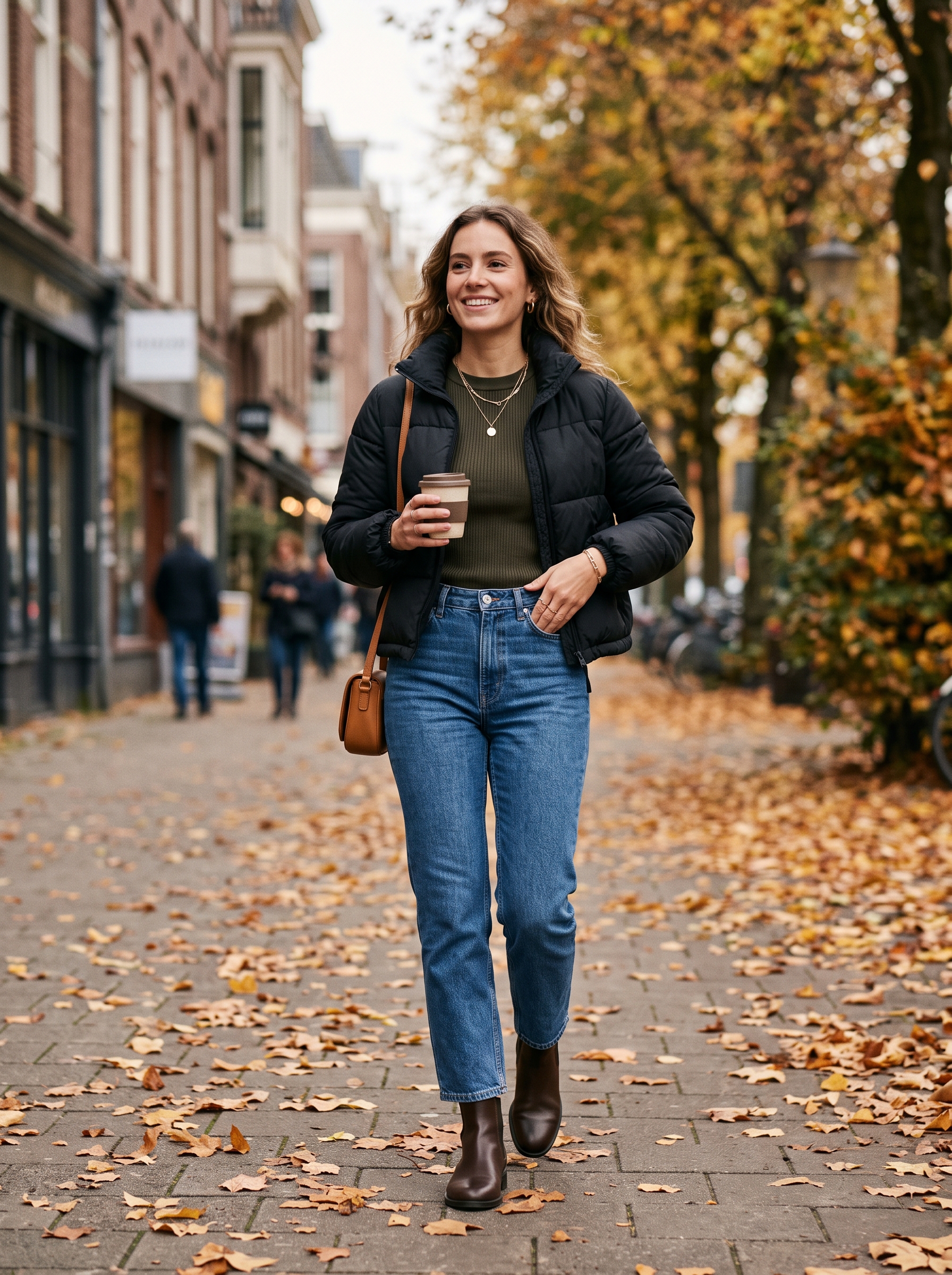 Cropped Puffer With High-Waisted Jeans