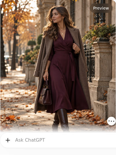 Deep Plum Dress With Knee-High Boots