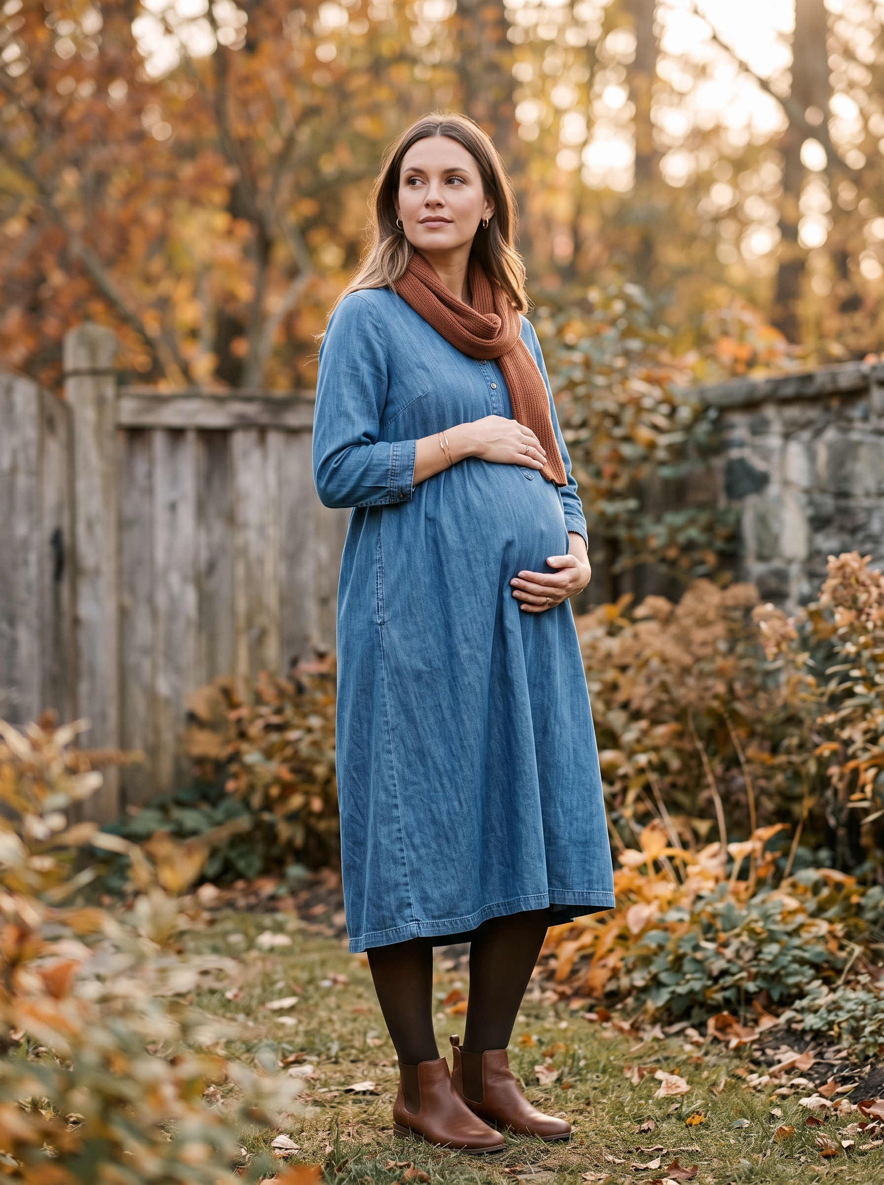 Denim Dress With Tights