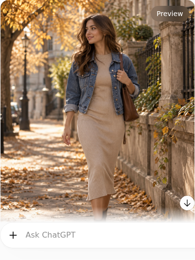 Denim Jacket With Knit Midi Dress