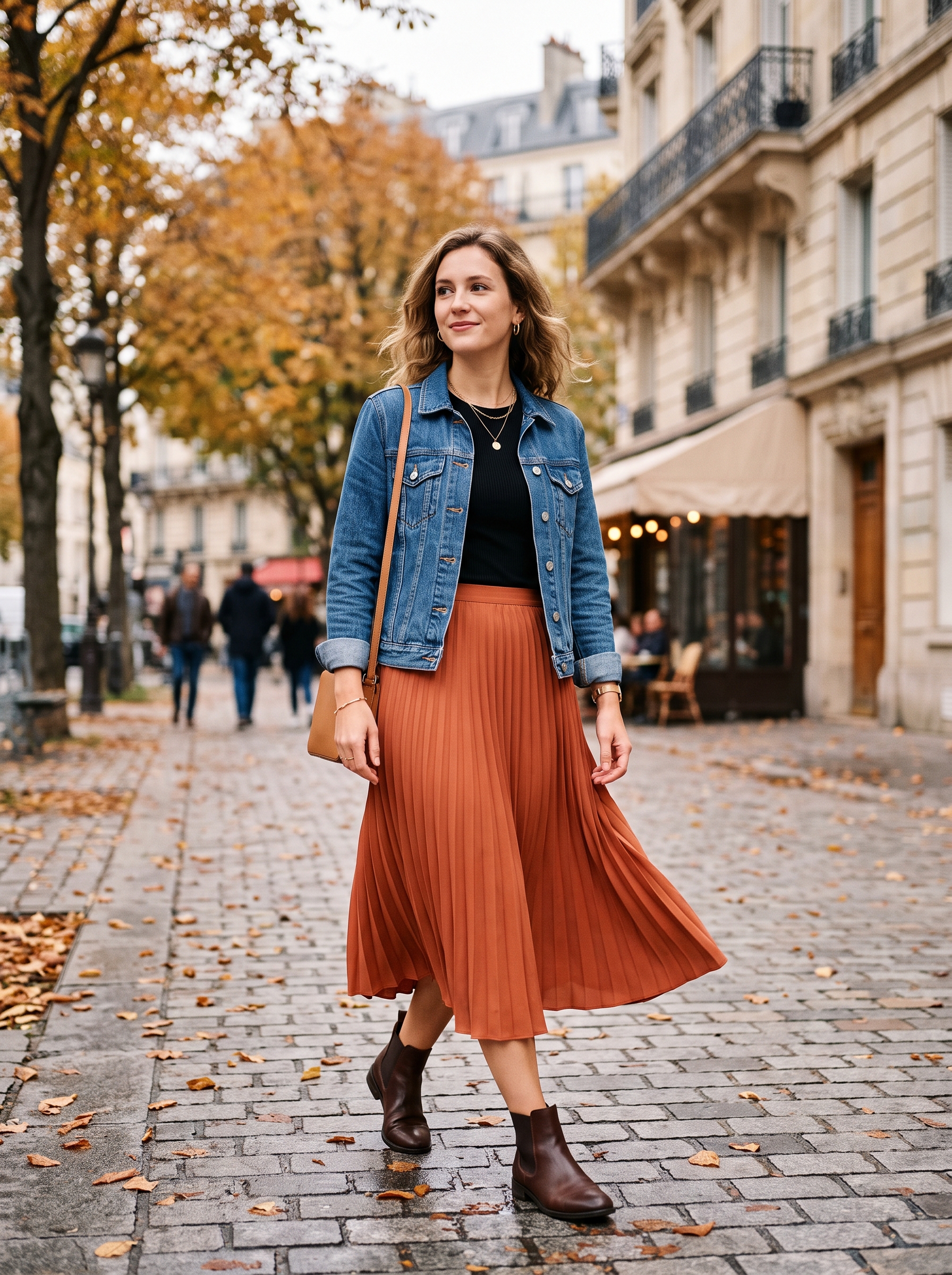 Denim Jacket With Midi Skirt