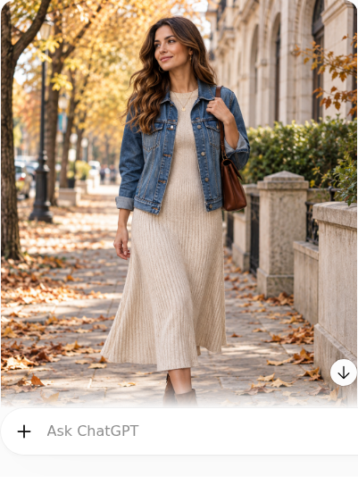 Denim Jacket With a Knit Midi Dress