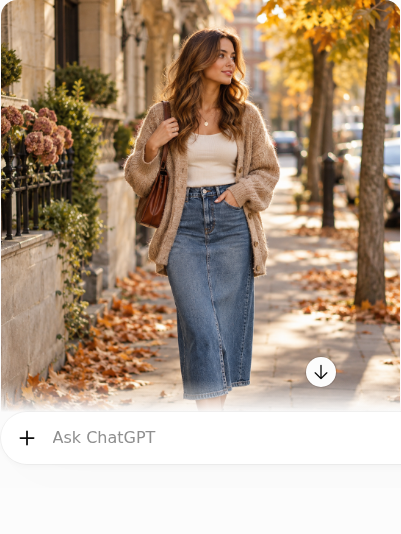 Denim Midi Skirt With a Relaxed Cardigan