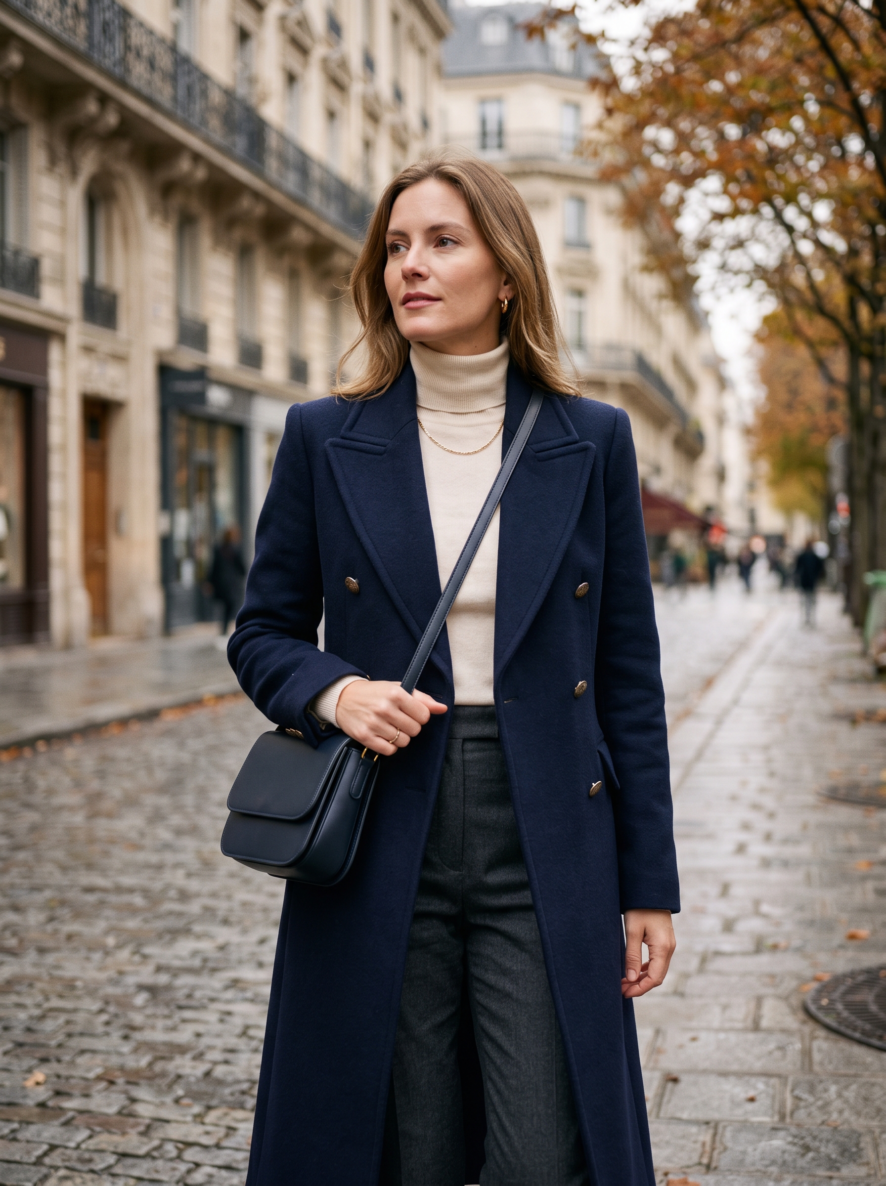 Double-Breasted Coat With Tailored Trousers