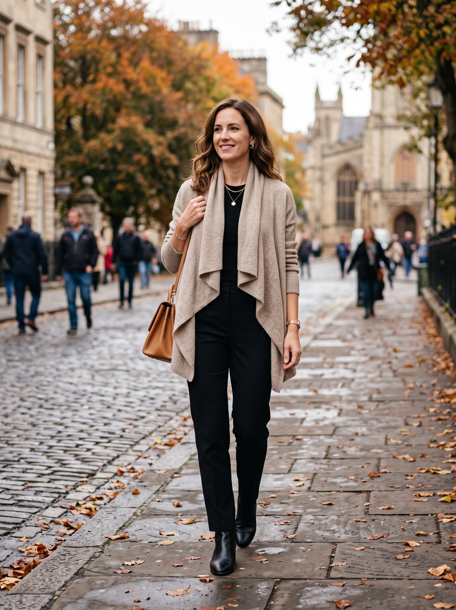 Draped Cardigan With Black Pants