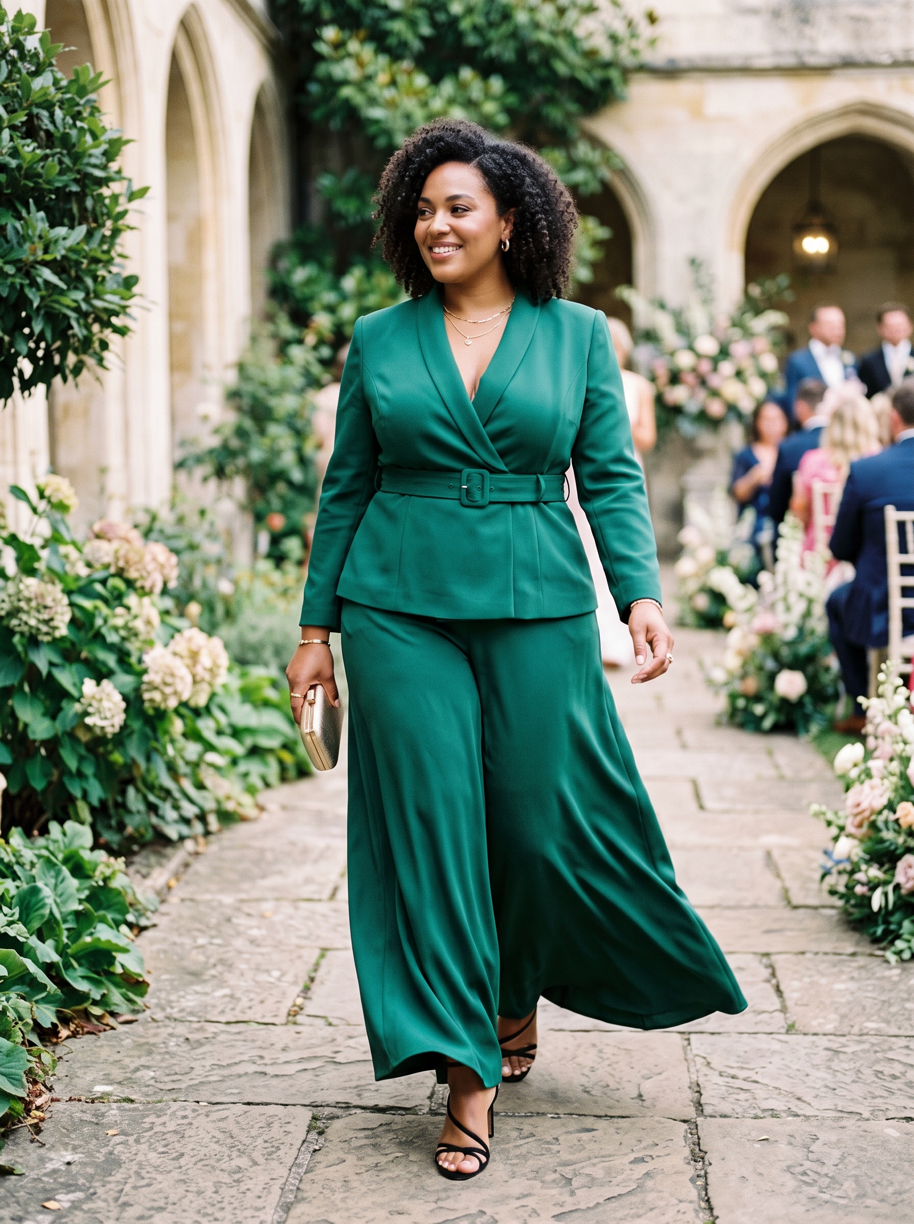 Emerald Green Wide-Leg Trouser Set