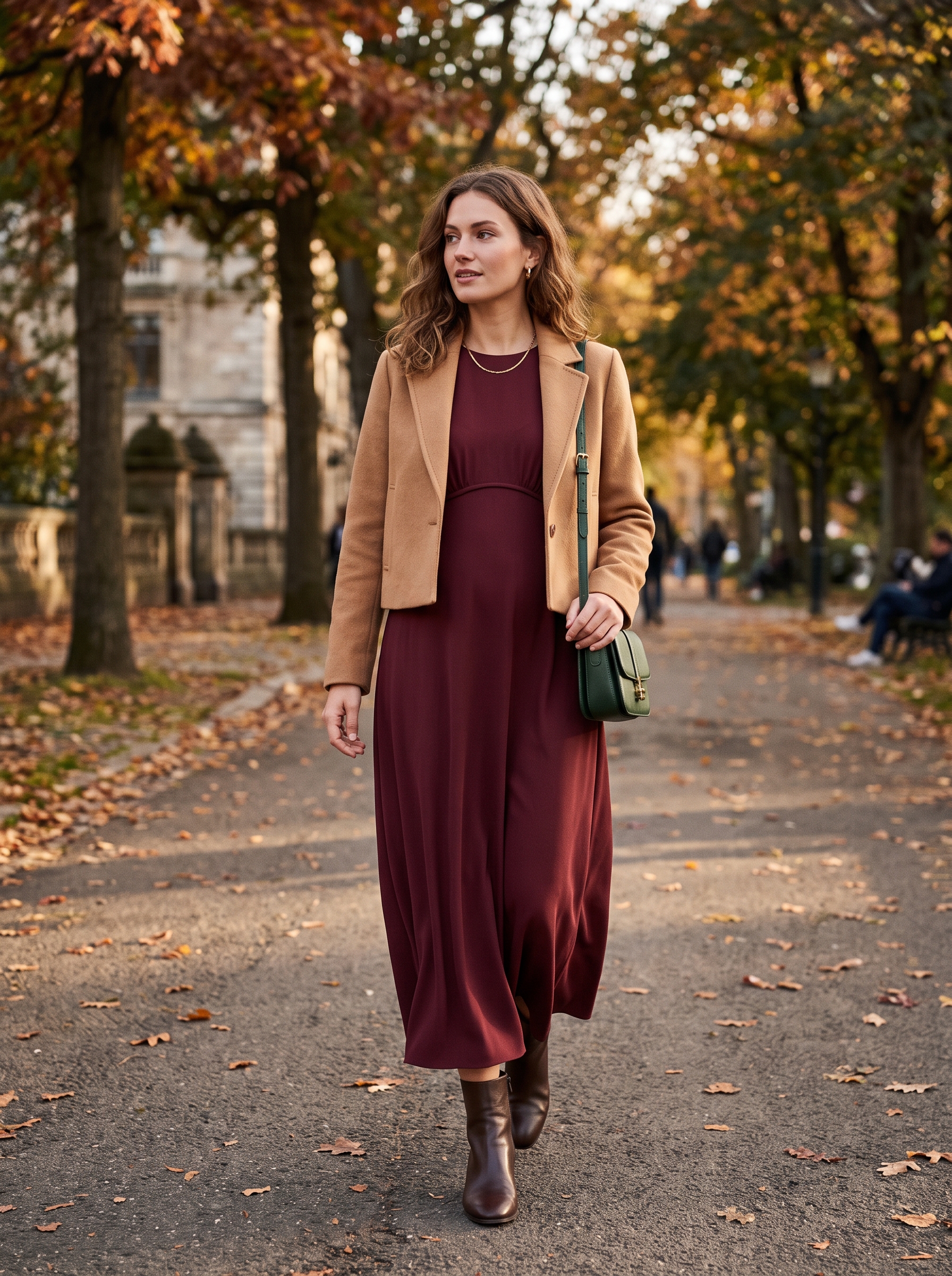 Empire-Waist Dress With Cropped Jacket