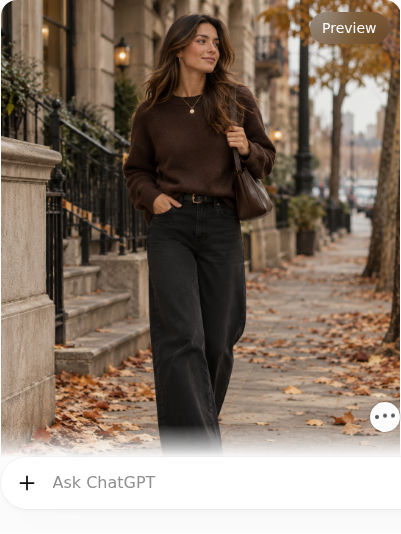 Espresso Sweater With Black Wide-Leg Jeans