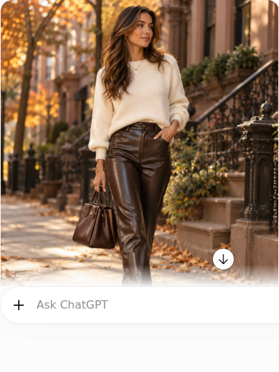 Faux Leather Pants With a Cream Sweater