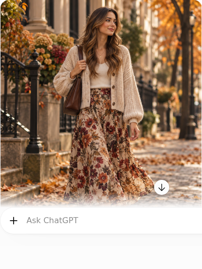 Floral Midi Skirt With a Chunky Cardigan