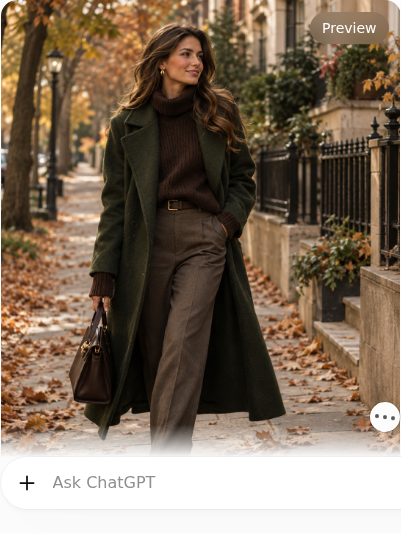 Forest Green Coat With Chocolate Knit Layers