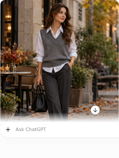 Gray Sweater Vest With White Button-Down
