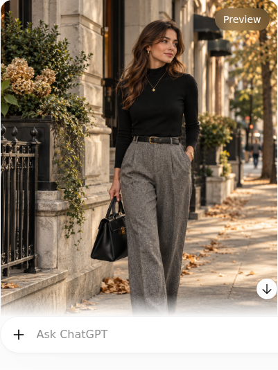 Gray Wool Trousers With a Black Mock-Neck Top