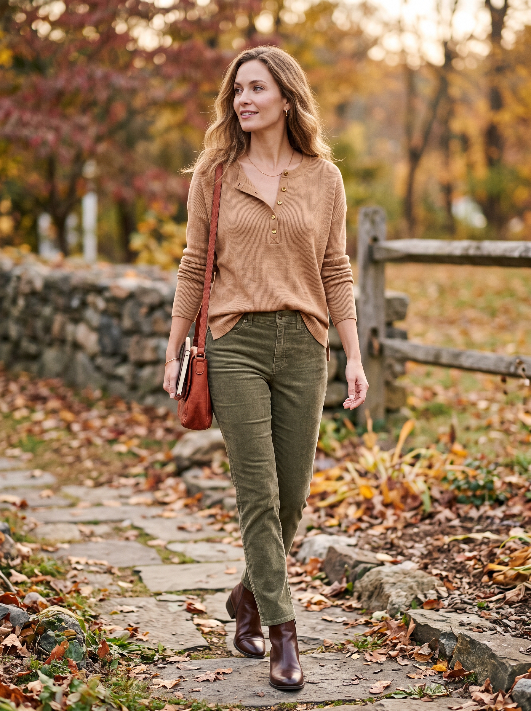 Henley Top With Corduroy Pants