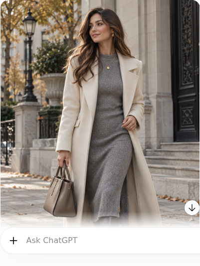 Ivory Coat With Gray Knit Dress