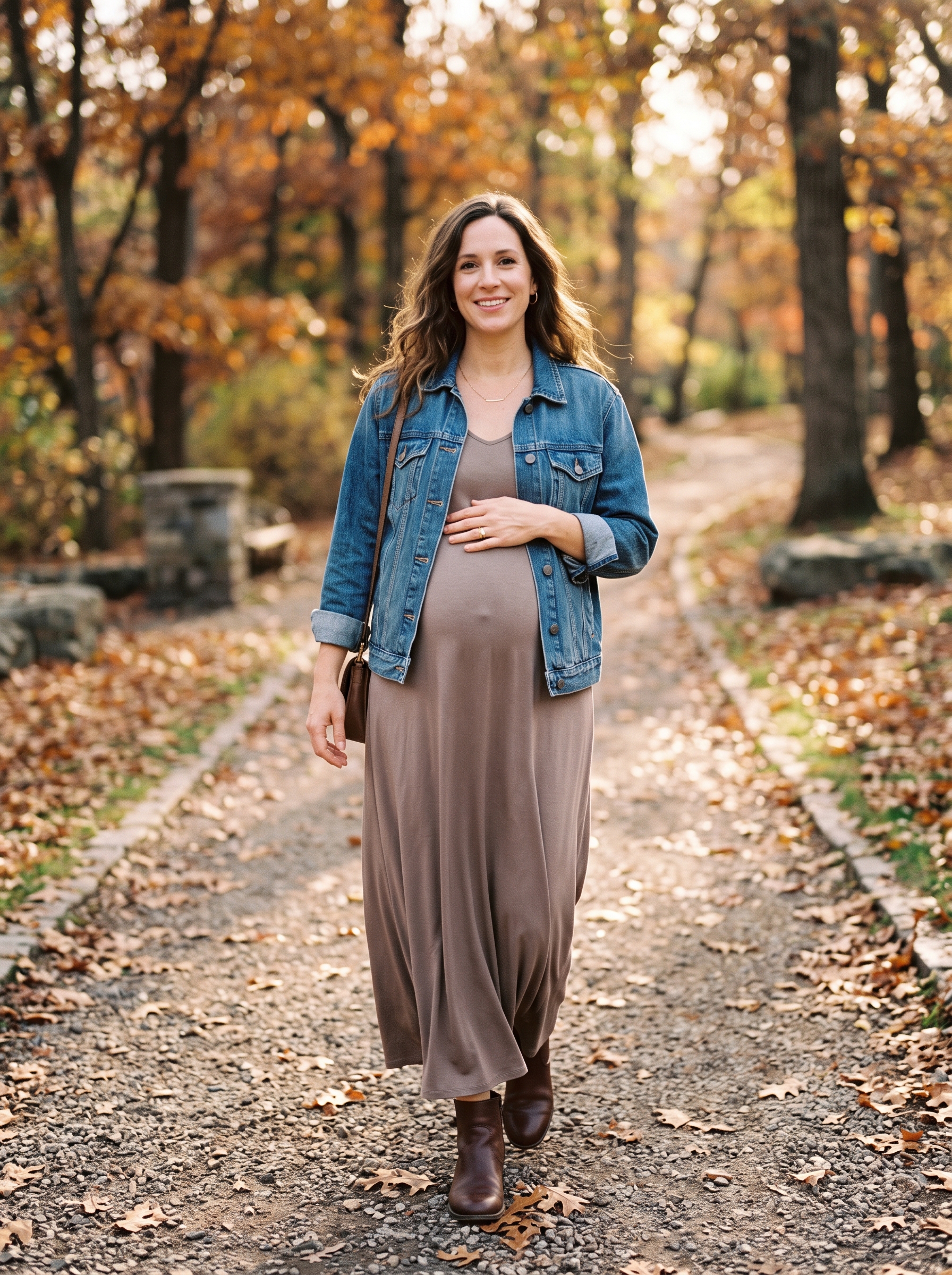 Jersey Maxi Dress With a Denim Jacket